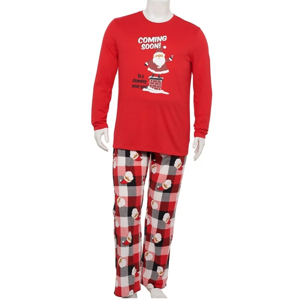 Big & Tall Men's Jammies For Your Families Santa Coming Soon Pajama Set Size 2XB